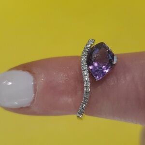 Amythest & Diamond Ring
